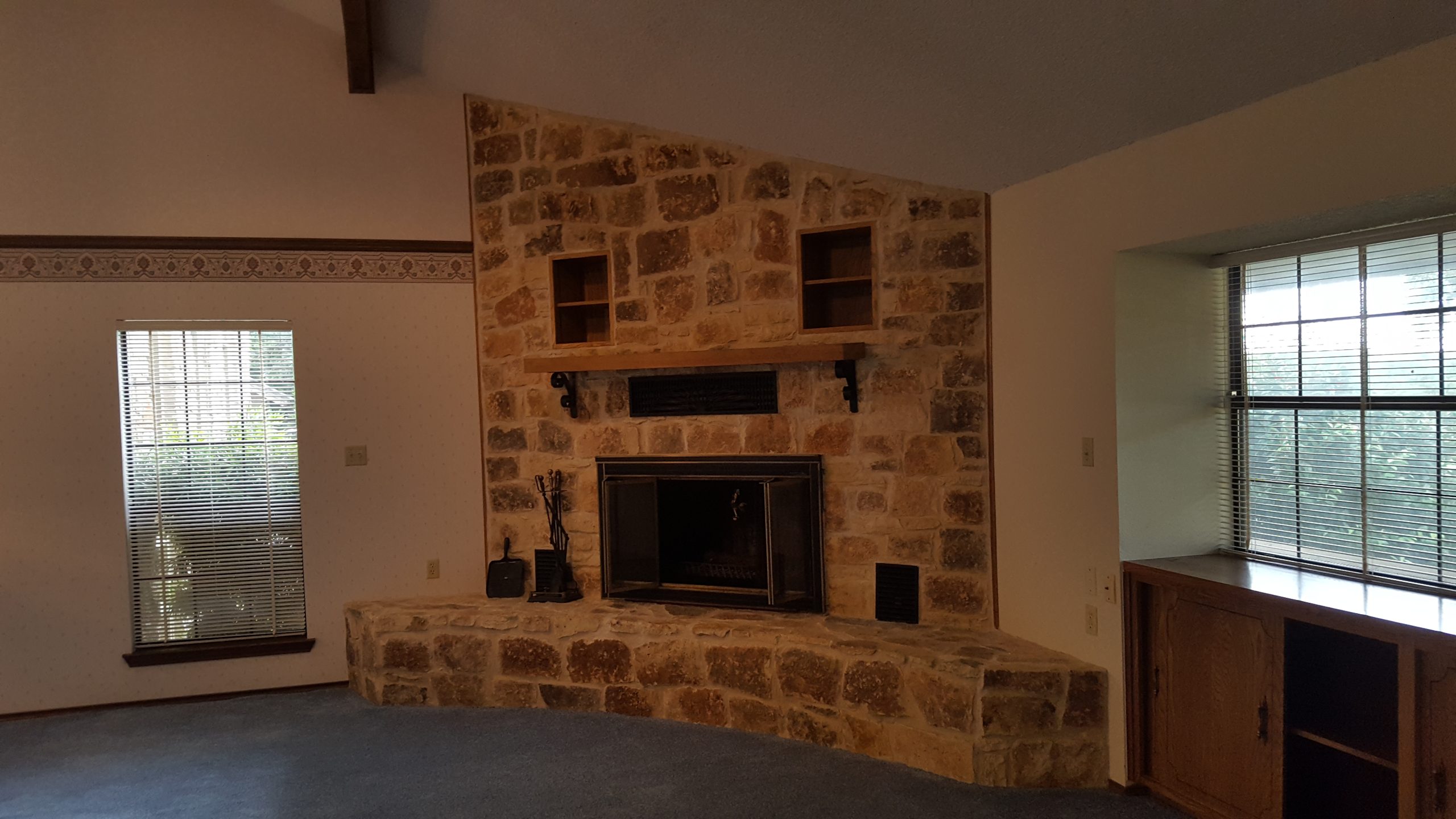 real full brick fireplace